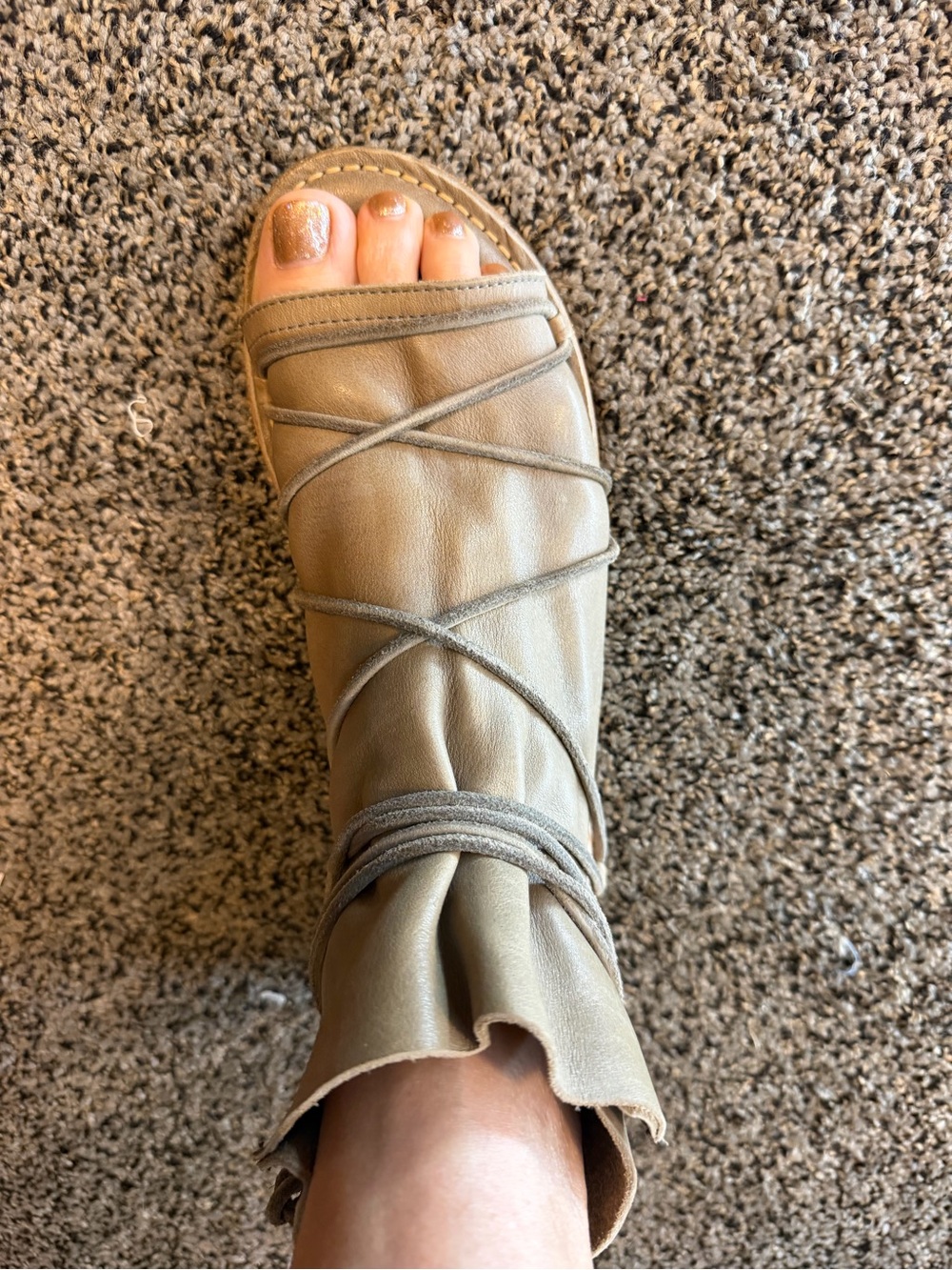 Women’s Taupe Lace-Up Open-Toe Sandal